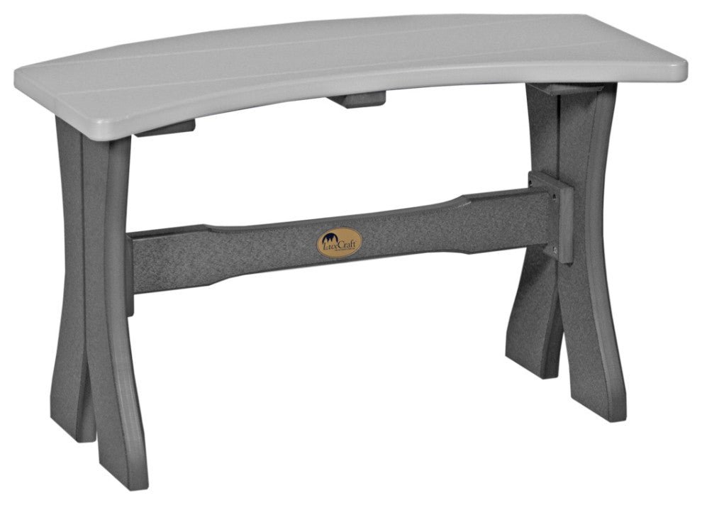 Poly Curved Table Bench, Dove Gray & Slate, 28 Inch