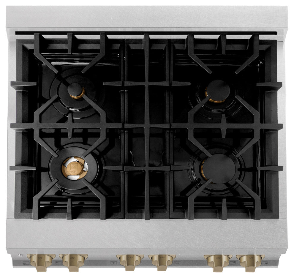 ZLINE 30" Dual Fuel Range, DuraSnow With Champagne Bronze RASZ-SN-30-CB