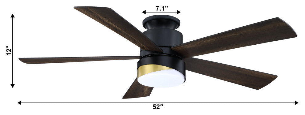 52 in LED Indoor Matte Black Smart Ceiling Fan with Light and Remote