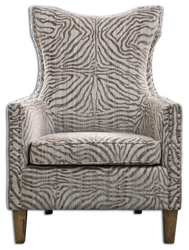 Beige Jungle Print Zebra Armchair