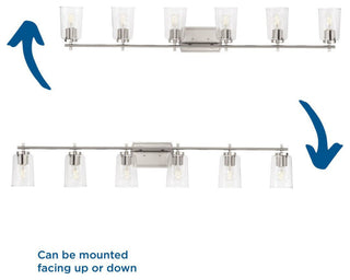 Adley Collection 48-1/2" 6-Light Brushed Nickel Clear Glass Bath Vanity Light