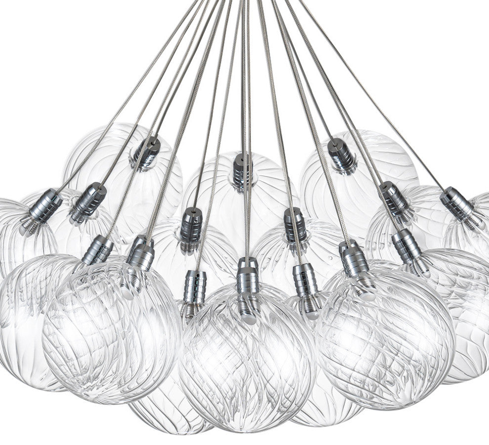 19-Light Modern LED Glass Cluster Bubble Chandelier