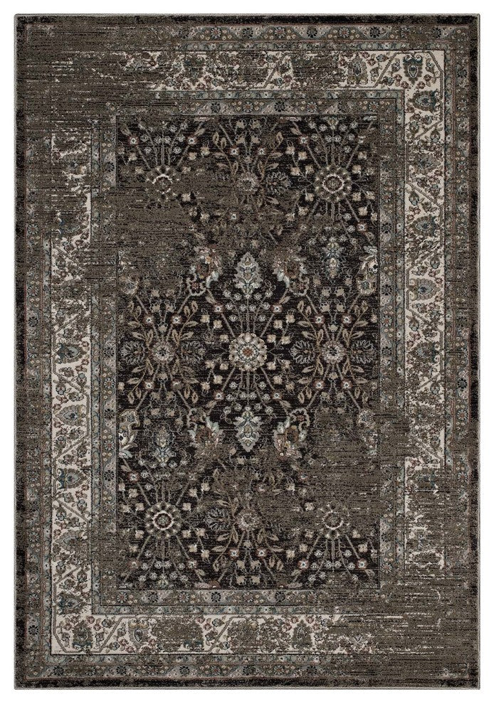 Berit Distressed Vintage Floral Lattice 8x10 Area Rug