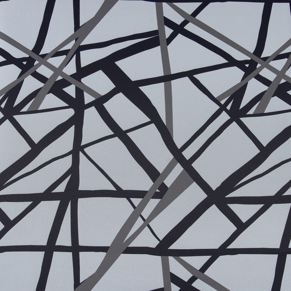 Gridlock Black Steel Room Darkening Fabric Sample, 4Wx4L