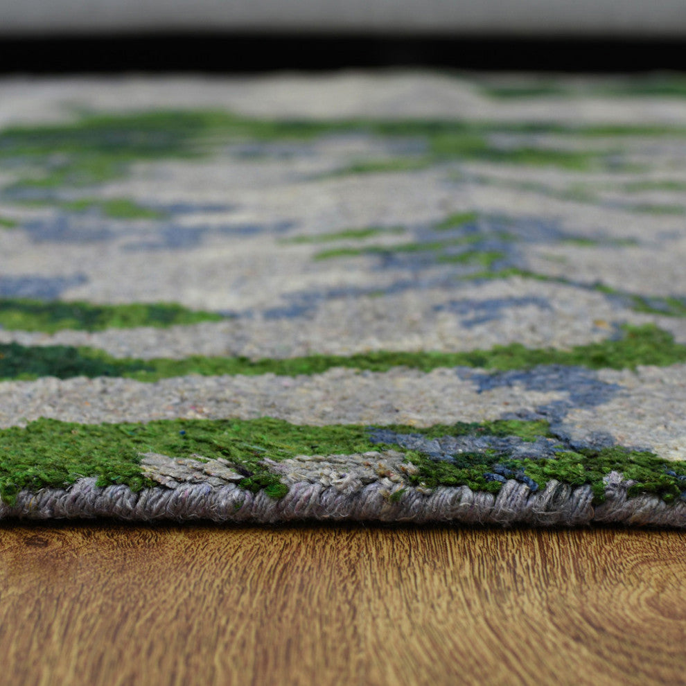 Hand Knotted Silk Area Rug Abstract Multicolor