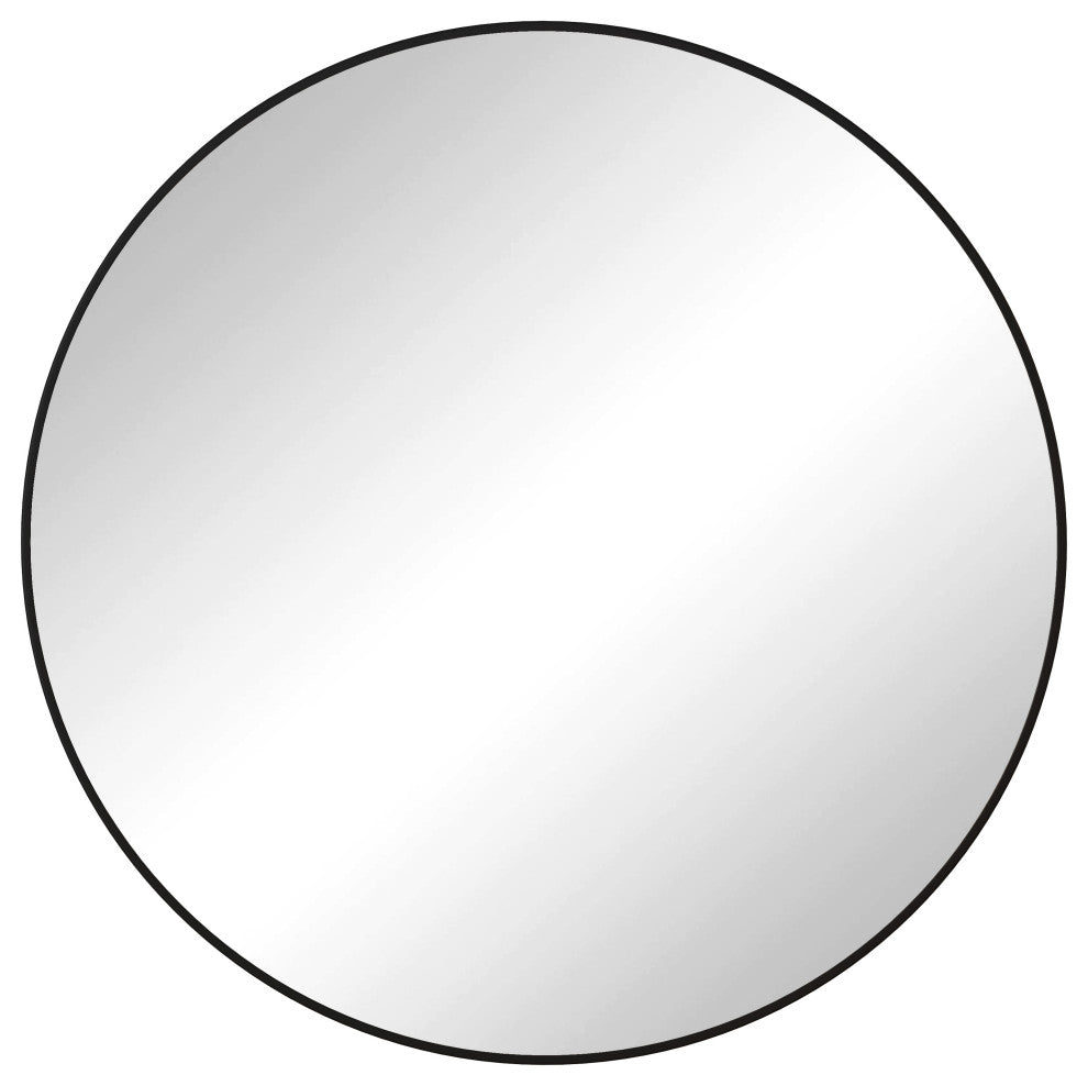 Round Framed Wall-Mounted Anti-fog Mirror, Black, 48" X 48"