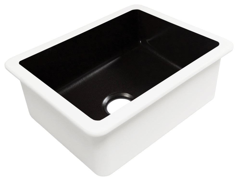 Eden Matte Black Fireclay 23" Single Bowl Undermount Kitchen Sink