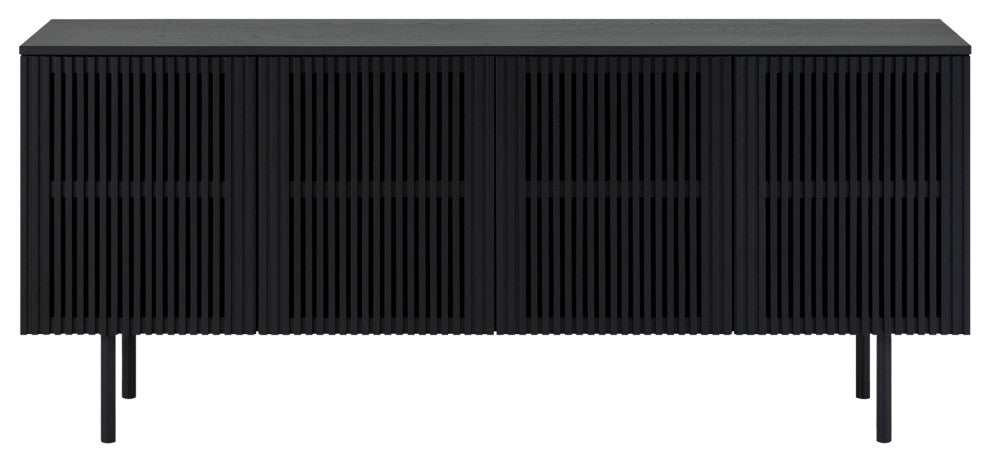 Pasadena Echo 6-Piece Oval Dining Set, Buffet Black Oak Walnut Finish Chairs