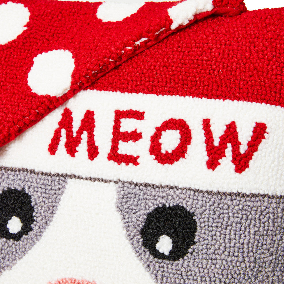 2pk 14"L Hooked 3D Meow and Woof Pillow