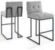 Bar Stool Chair Barstool, Set of 2, Fabric, Black Gray, Bar Pub Cafe Bistro