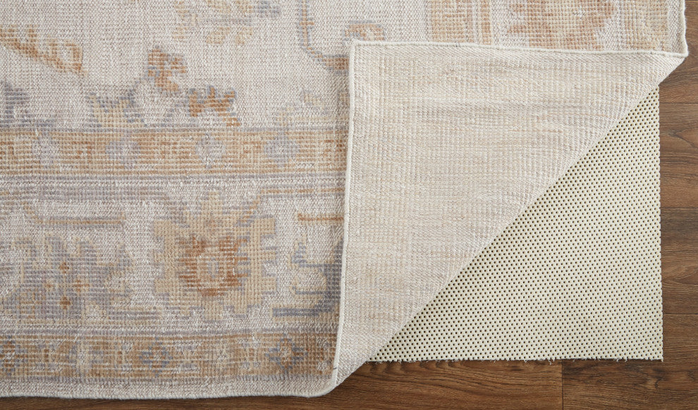 Weave & Wander Tierney Eco Friendly PET Oushak Rug, Warm Gray/Ivory Cream, 12' X