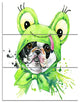 "French Bulldog Illustration" Glossy Metal Wall Art, 3 Panels, 28"x36"
