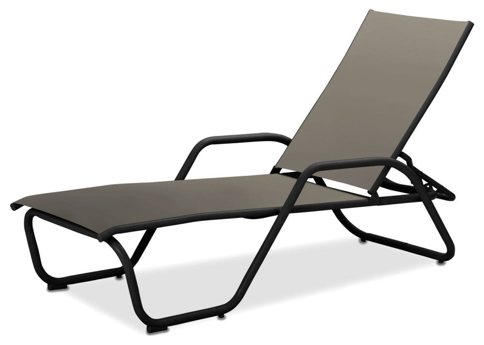 Gardenella Sling 4-Position Chaise, Textured Black, Augustine Oyster