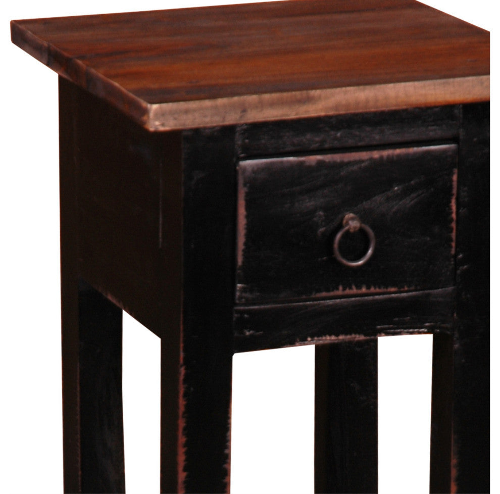 Sunset Trading Cottage Narrow Side Table, Antique Black, Raftwood