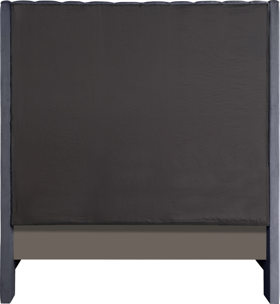 Fritz Velvet Upholstered Bed, Gray, Queen