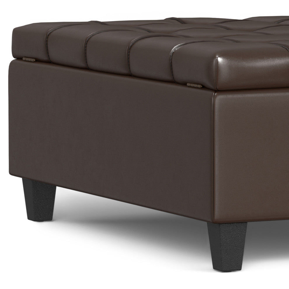 Harrison Large Square Coffee Table Storage Ottoman, Chocolate Brown