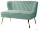 Velvet Tufted Loveseat Sofa With Golden Base, Sage
