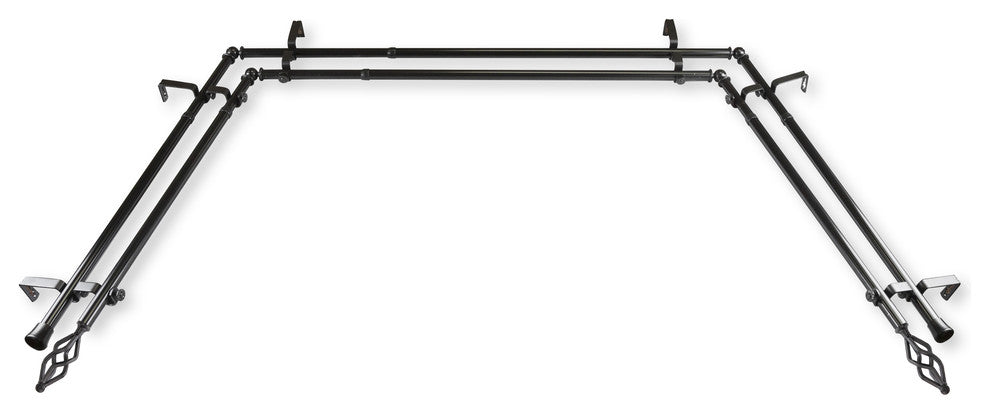 Vinci 13/16" Bay Window Double Curtain Rod, Black