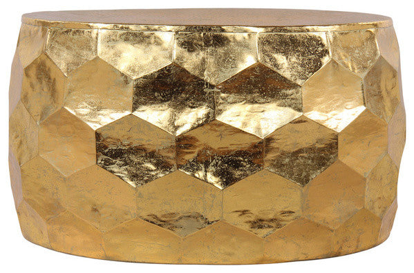 Gemoratic Hammered Metal Coffee Table, Gold Leaf