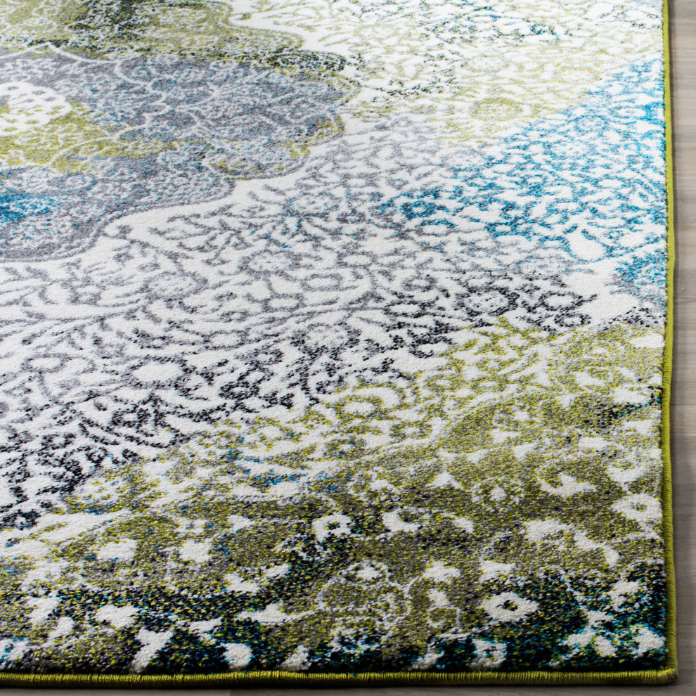 Safavieh Watercolor Collection, WTC672 Rug, Ivory/Peacock Blue, 4'x6'