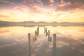 Sunset Pillars and Reflections on Lake Landscape Photo Loose Wall Art Prints, 8" X 10"