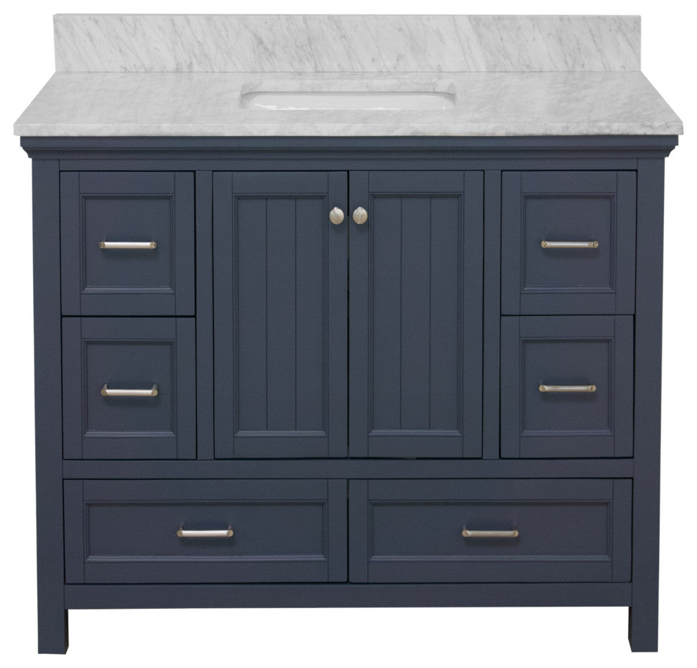 Paige 48" Bathroom Vanity, Marine Gray, Carrara Marble