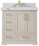 Boston 36" Center Sink Bath Vanity in Fine Grain 2" Calacatta Gold
