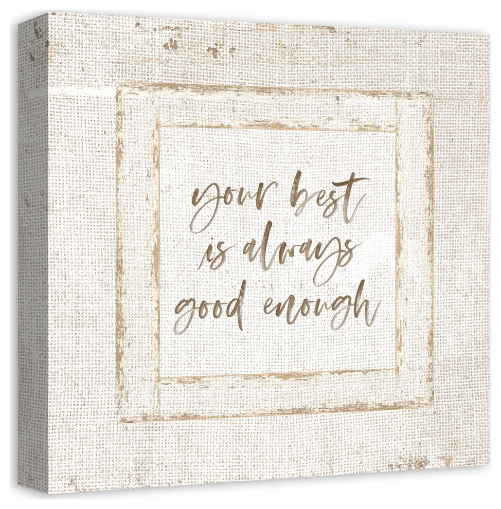 Good Enough Burlap 12x12 Canvas Wall Art