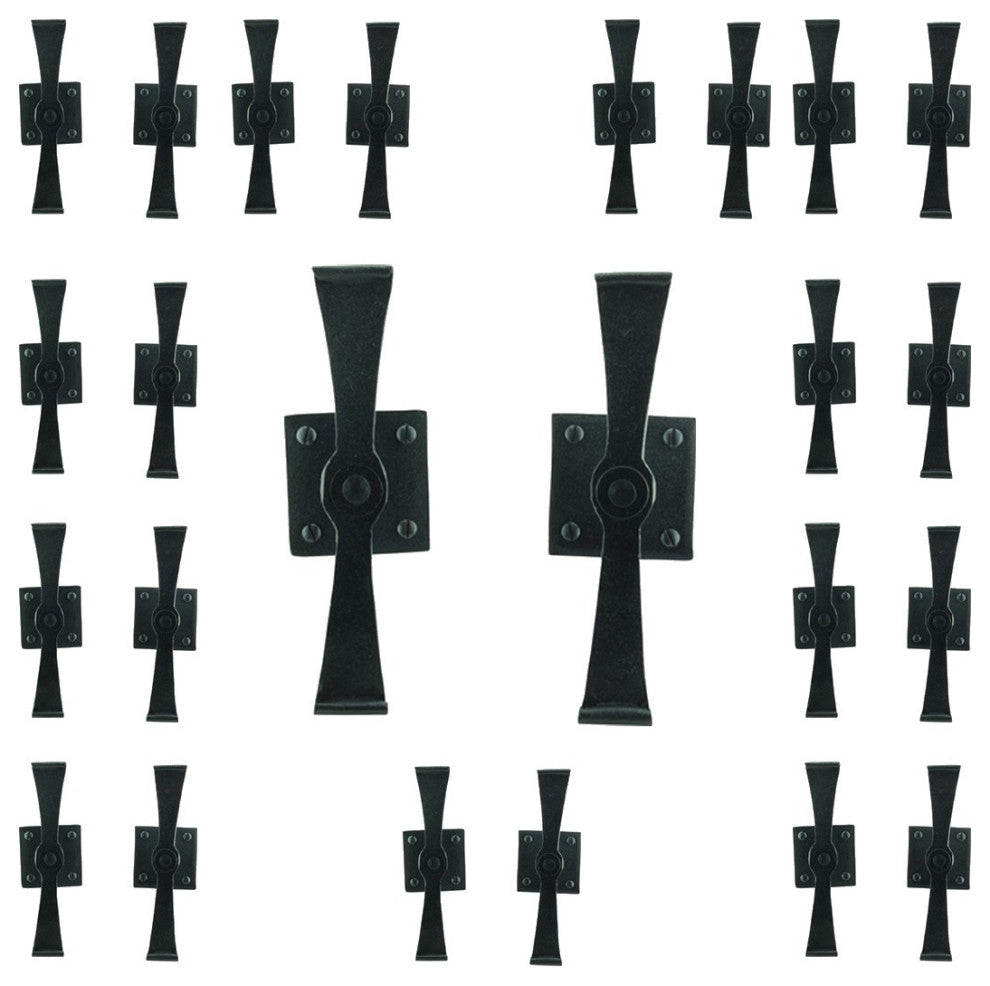 Pair Shutter Dog Black Wrought Iron Propelier Wood |