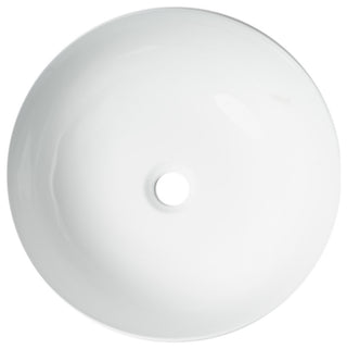 White 17" Decorative Round Vessel Above Mount Ceramic Sink