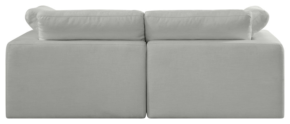Comfy Upholstered Modular Sofa, Grey, 2-Piece: 2 Corner Chair, Linen Textured Fabric