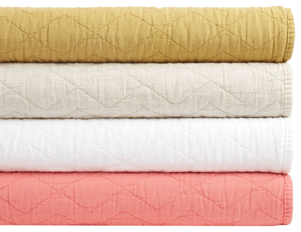 Birdie Coral Quilted Coverlet