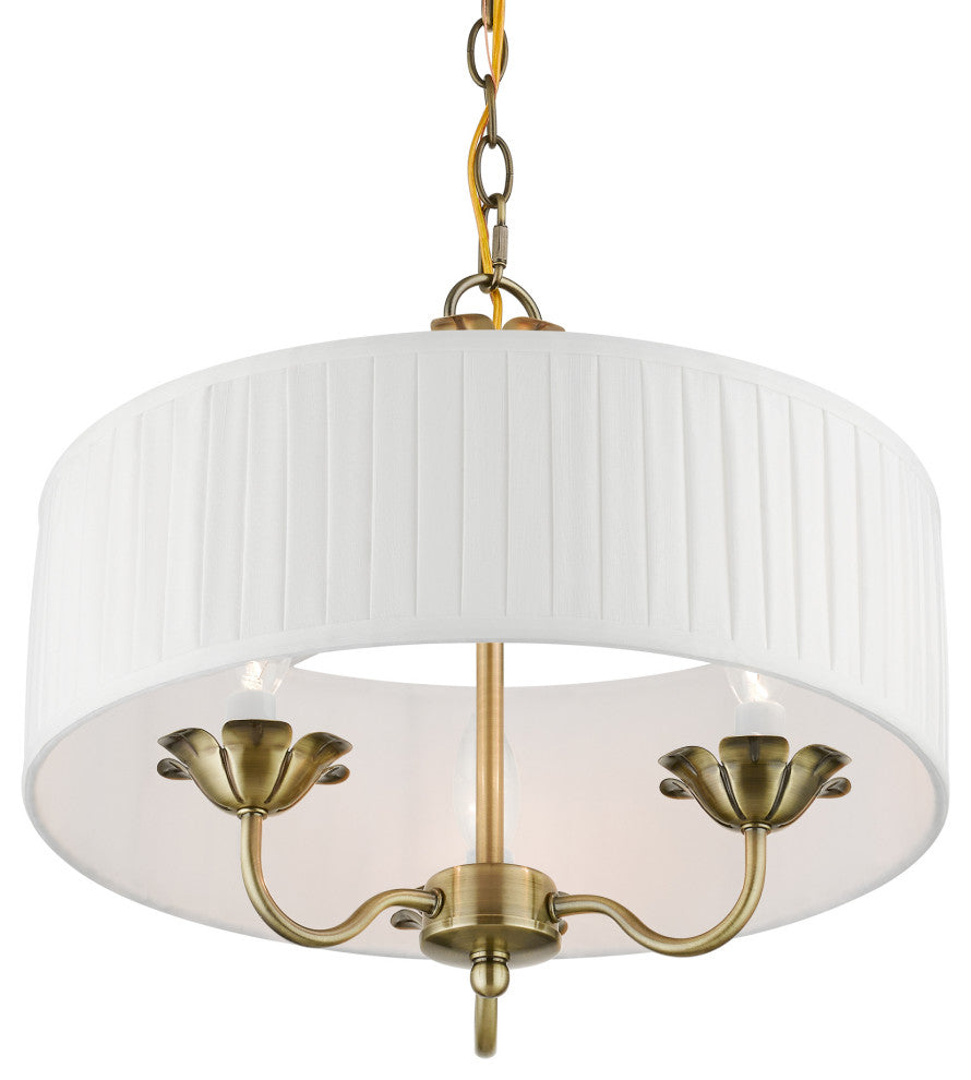 Livex Lighting 3 Light Antique Brass Pendant Chandelier
