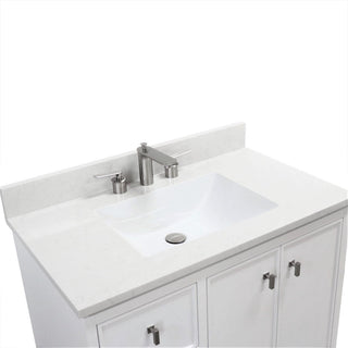 37" Single Sink Vanity, White With Engineered Stone Top