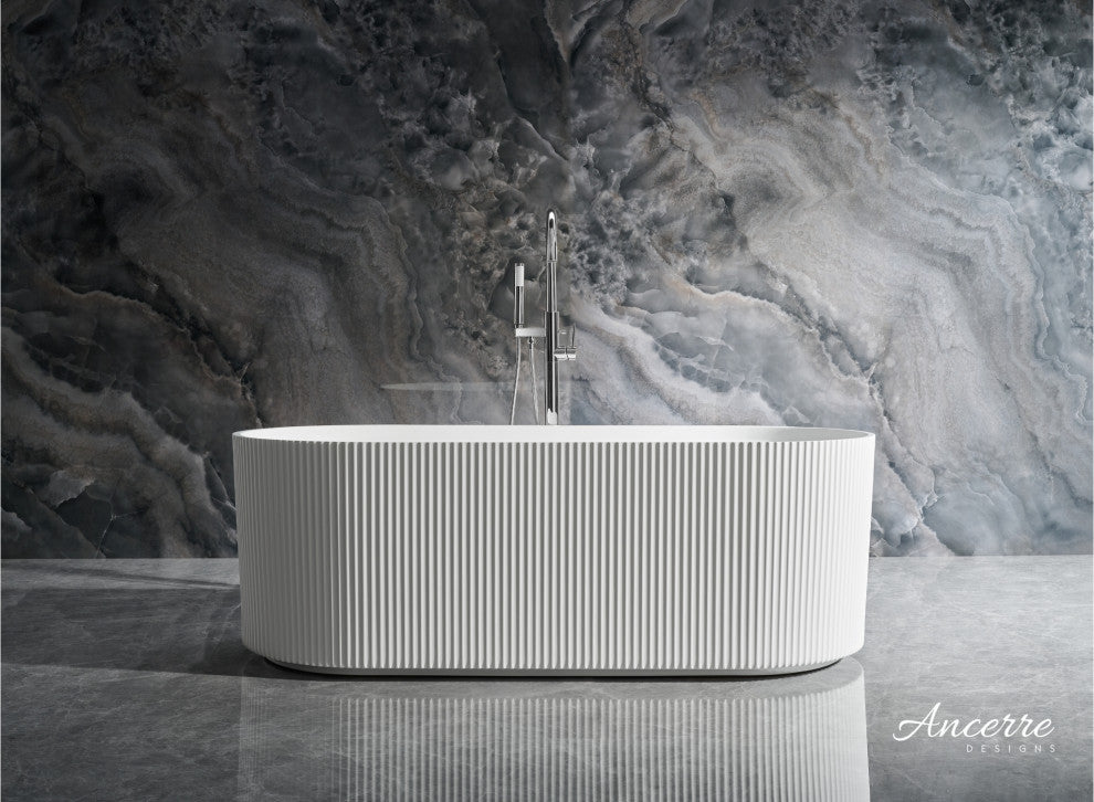 Momo Freestanding Acrylic Bathtub, White, 59 Inch.
