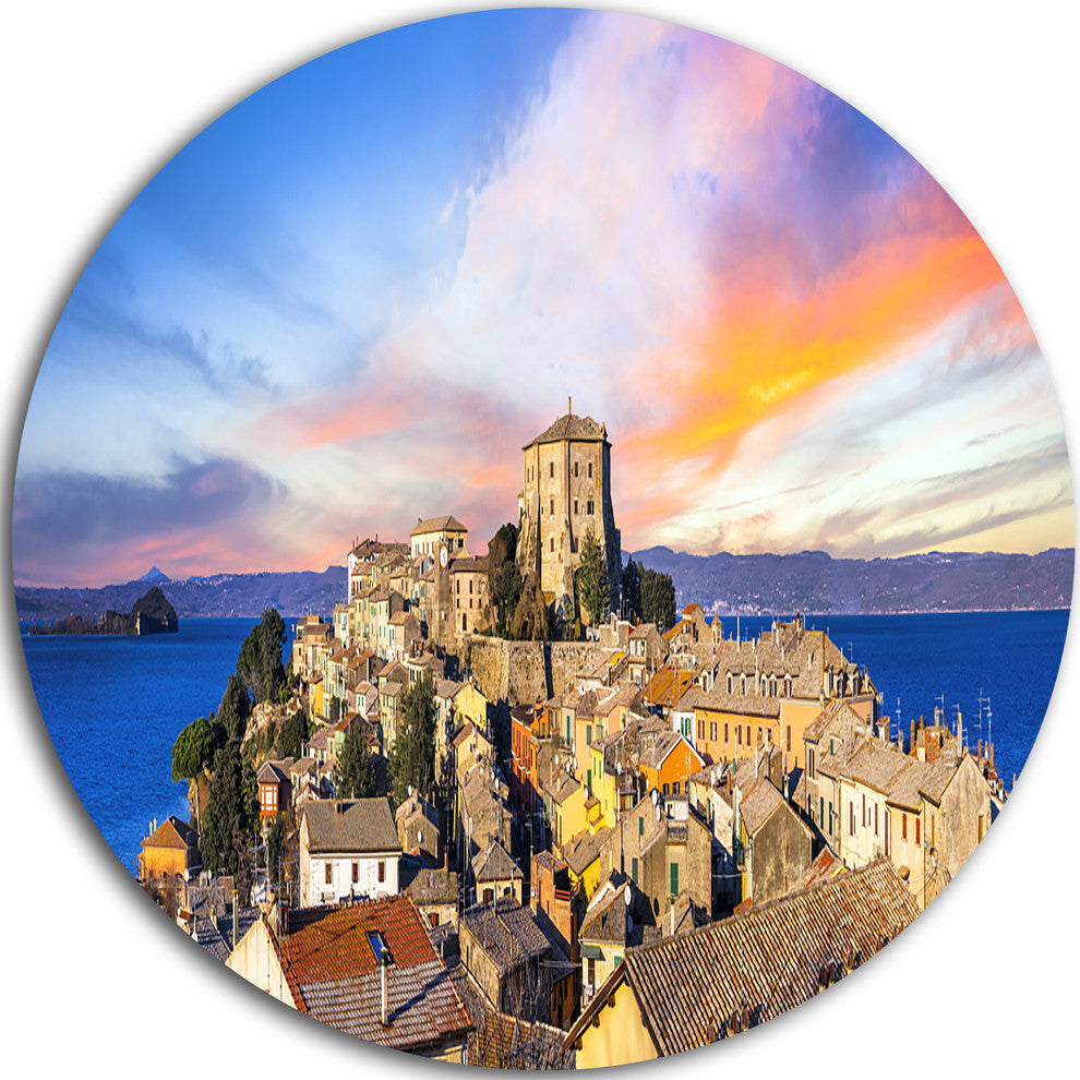 Medieval Village Capodimonte, Landscape Photo Disc Metal Wall Art, 11"