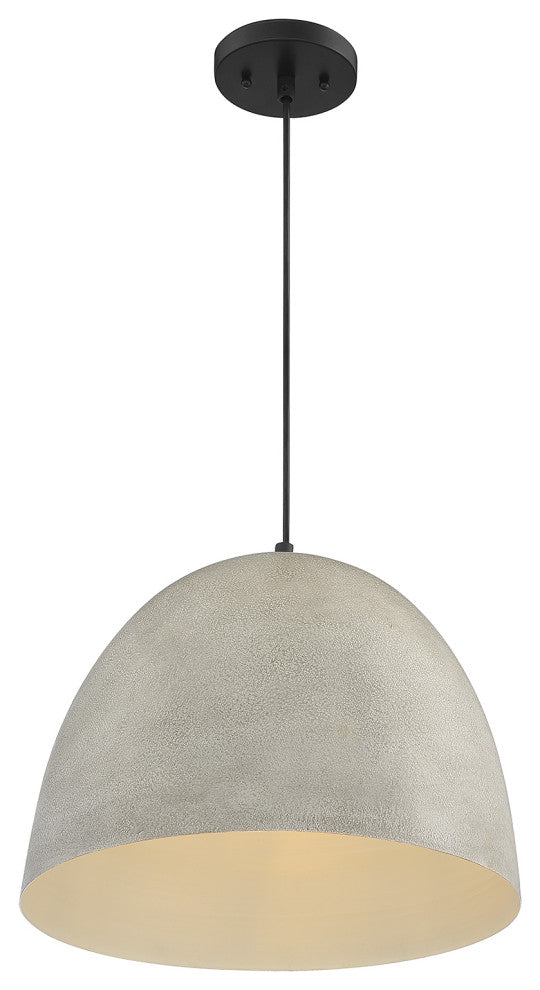 1-Light Pendant, Concrete With Matte Black
