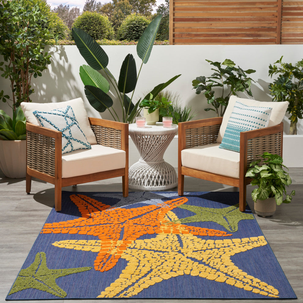 Nourison Aloha 6' x 9' Blue Multicolor Outdoor Area Rug