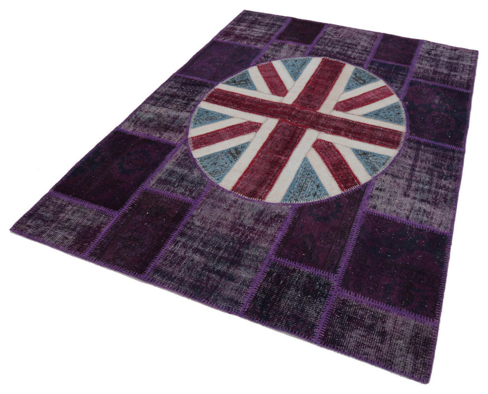 Rug N Carpet - Hand-knotted Oriental 5' 8'' x 8' 1'' Flag Patchwork Rug