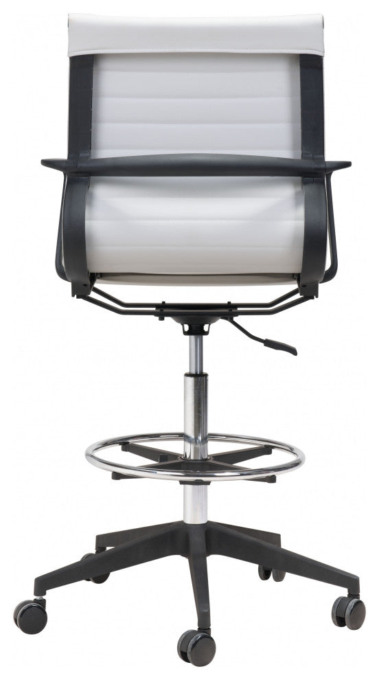 Mod Black and White Faux Leather Drafting Chair