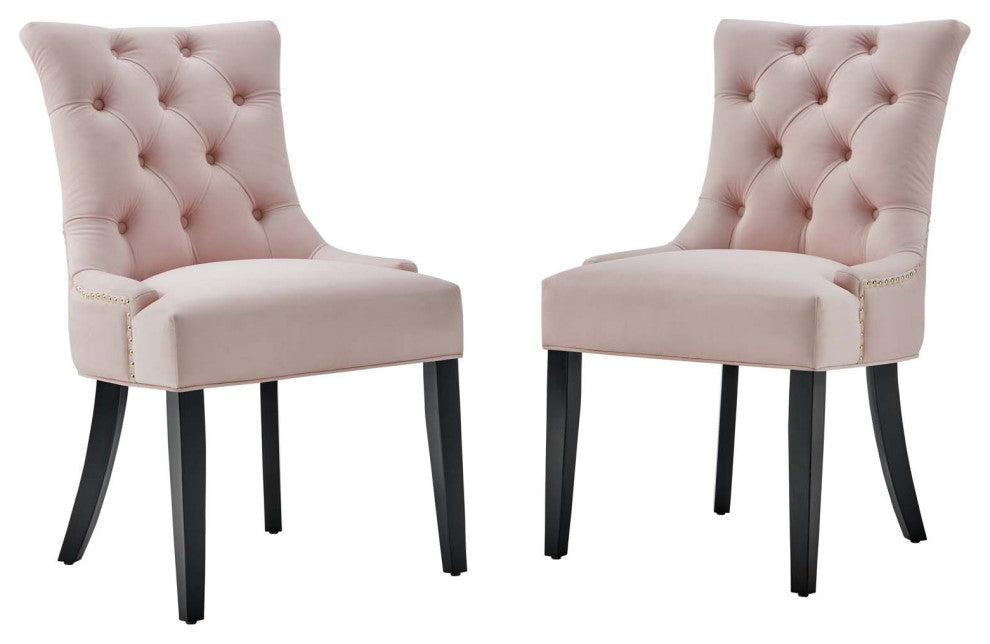 Regent Tufted Performance Velvet Dining Side Chairs - Set of 2 - Pink