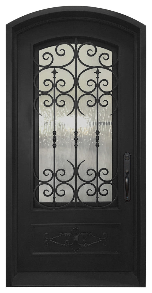 Envidia 46"x96" Wrought Iron Door, 8" Jamb, Aged Bronze Patina, Left Hand