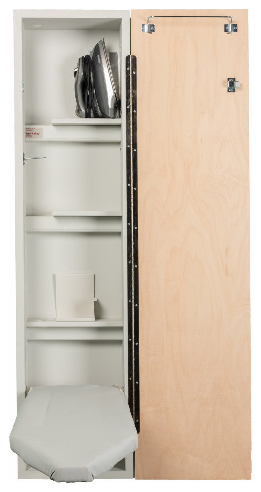 Premium Fixed Position Non-Electric Ironing Center, Flat Maple Veneer Door