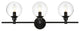 3 Light Black And Clear Bath Sconce