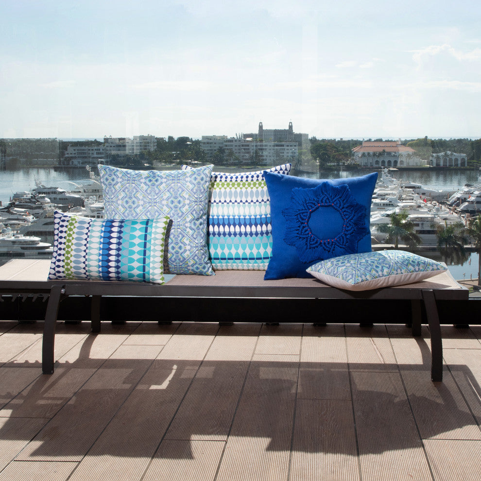 Modern Oval Ocean Lumbar Indoor/Outdoor Performance Pillow, 12"x20"