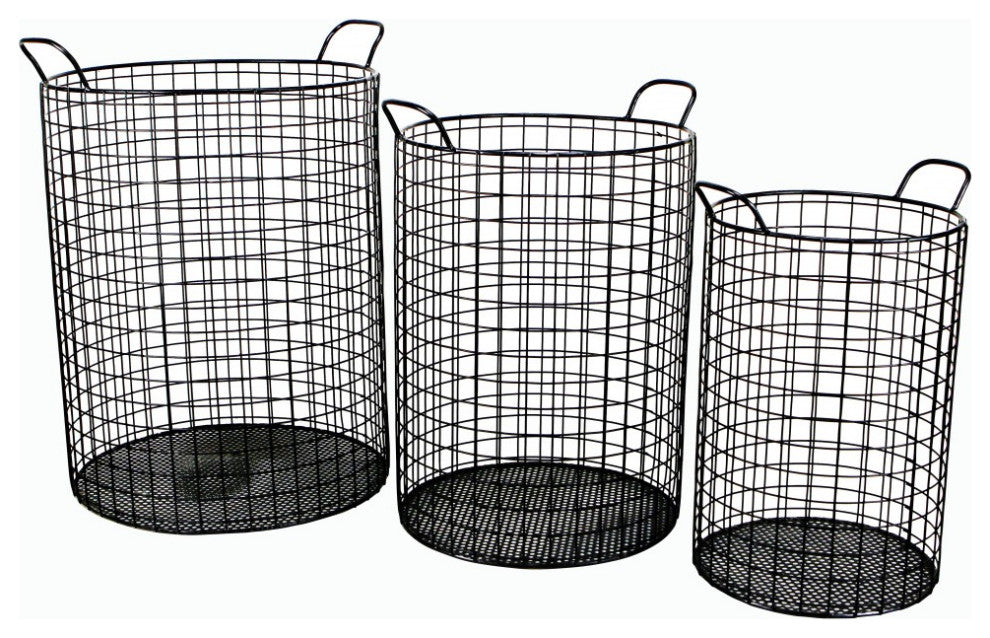 Set of Three Metal Wire Storage Baskets