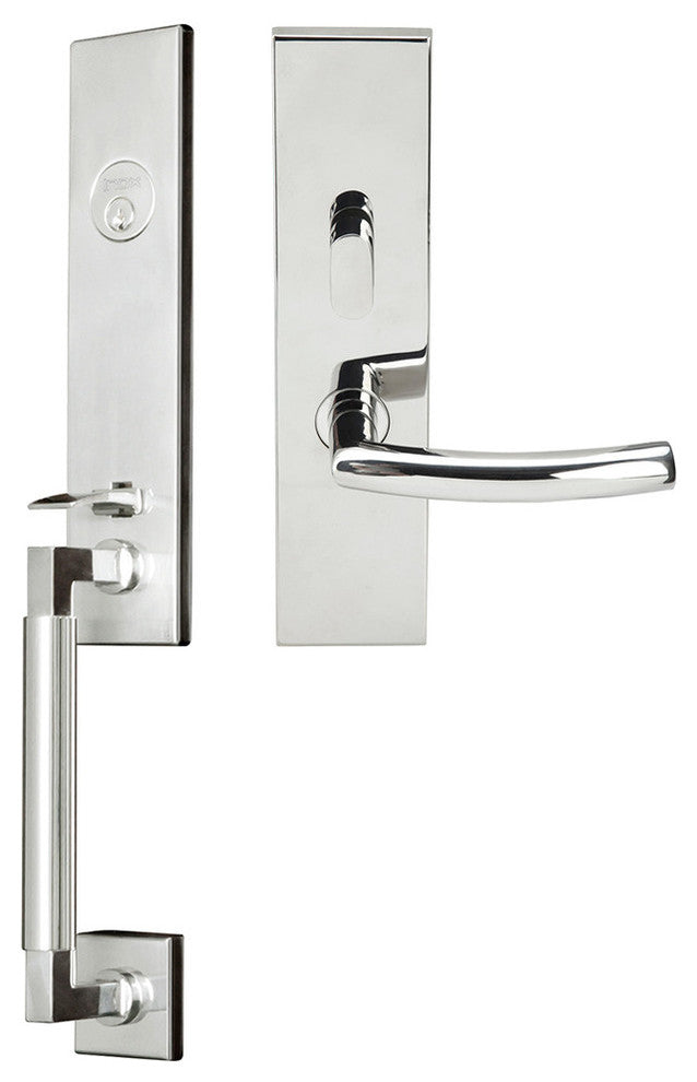 Oslo Lever, Mortise Entry Handleset, RHR, Polished Stainless Steel