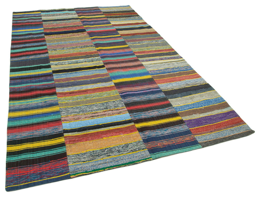 Rug N Carpet - Handmade Oriental 5' 11'' x 9' 7'' Rustic Patchwork Kilim Rug