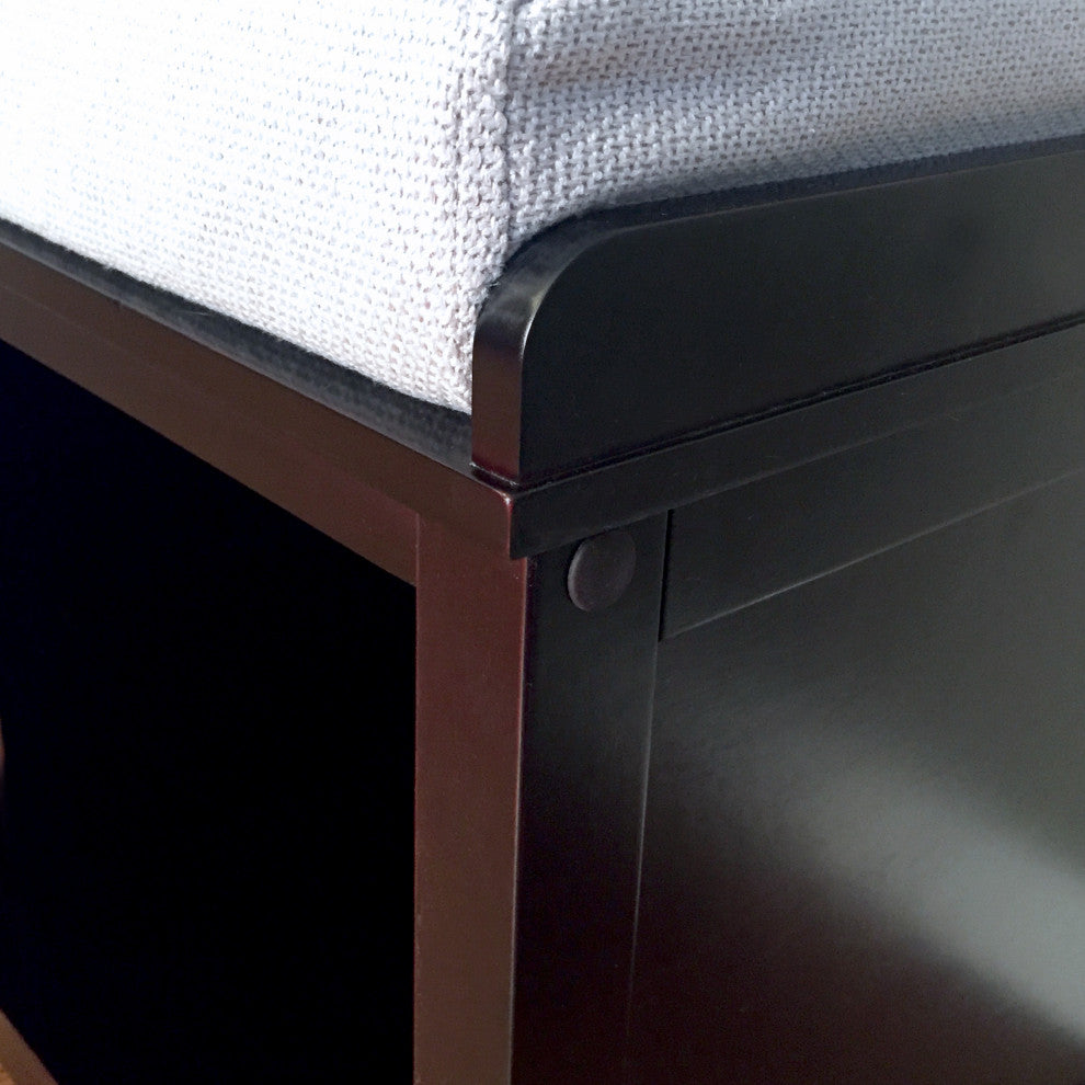 Solid Wood Entry Bench with 2 Bins and 1 Shoe Divider, Espresso