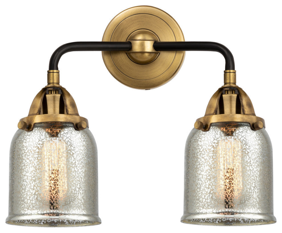 Small Bell Bath Vanity Light, Black Antique Brass, Silver Plated Mercury